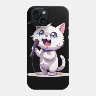 Kawaii white Cat singing Phone Case