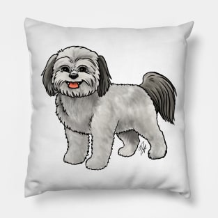 Dog - Shih Poo - Gray Pillow