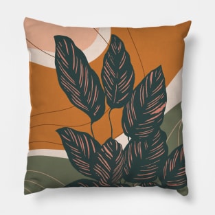 Mid Century Modern Plant Art, Abstract Botanical Illustration Pillow