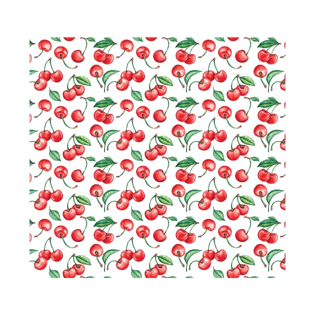 Red Cherry Fruit Pattern by edwardechoblue