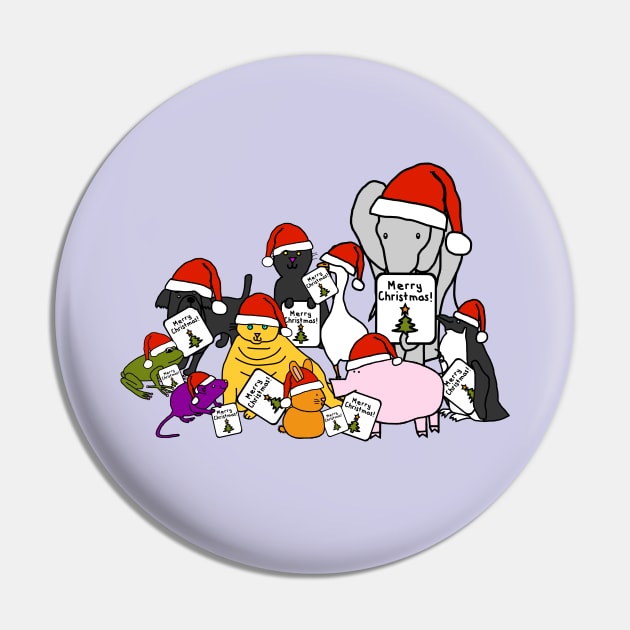 Cute Animals say Merry Christmas Pin by ellenhenryart