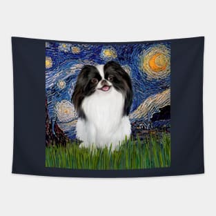 Japanese Chin in Starry Night Adaptation Tapestry