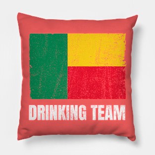 Beninese Drinking Team Graphic for Men Women Funny Benin Flag Pillow