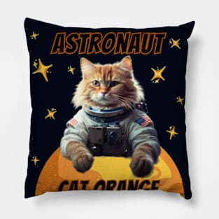 Astronaut Cat Orange Pillow