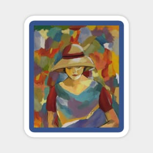 Colorful Pensive mother with baby Magnet