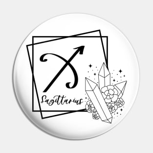 Sagittarius Zodiac Sign Floral Crystal Design Pin