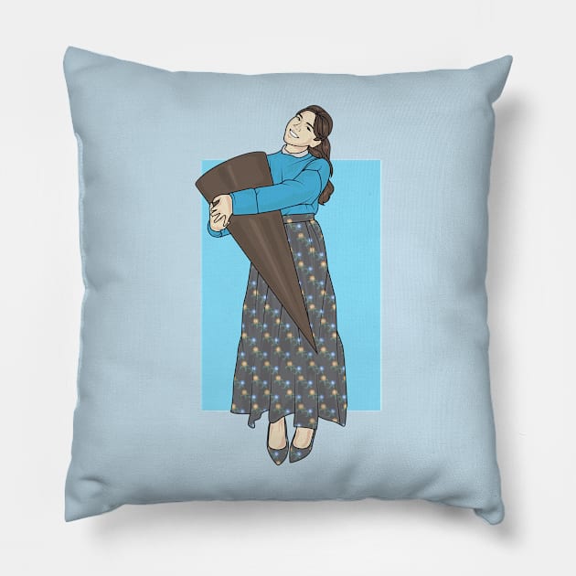 Lady and big ice cream Rain Collection Pillow by crissbahari