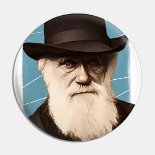 English biologist Charles Darwin illustration Pin