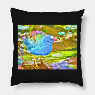 Abstracted Purple Gallinule Digital Painting Pillow