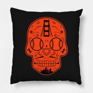 San Francisco Baseball Sugar Skull Pillow