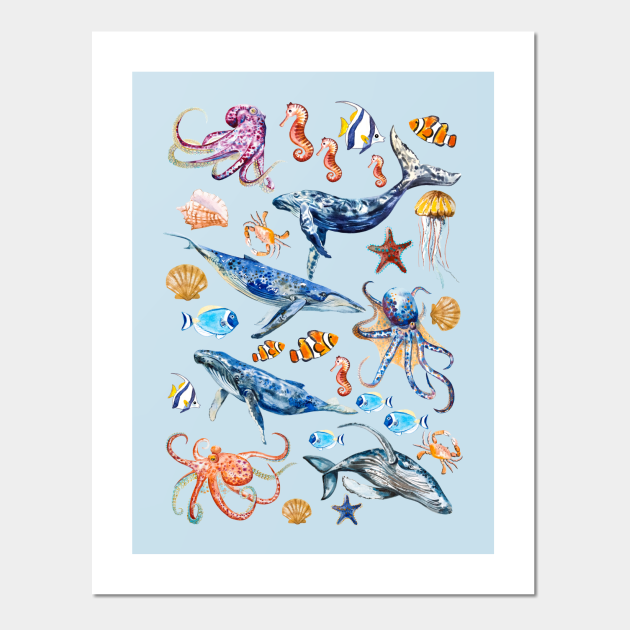sea life - Sea Animals - Posters and Art Prints | TeePublic sea life - Sea Animals - Posters and Art Prints | TeePublic