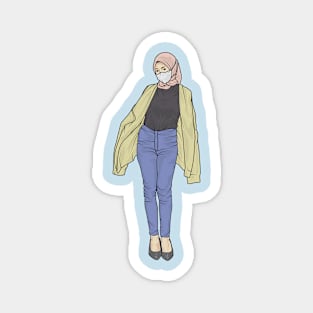 Hijab Gilr Yellow Jacket Magnet