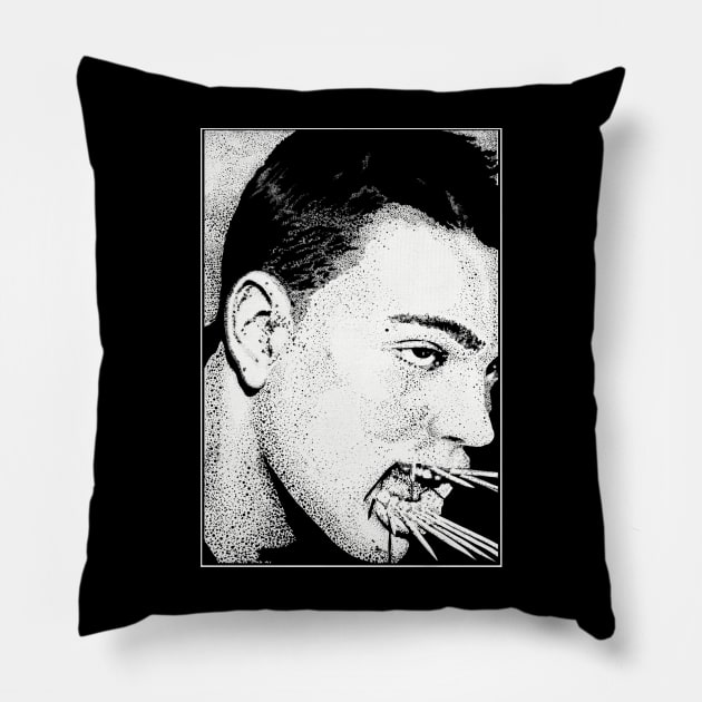 Cage - Toothpicks (b&w) Pillow by BludBros