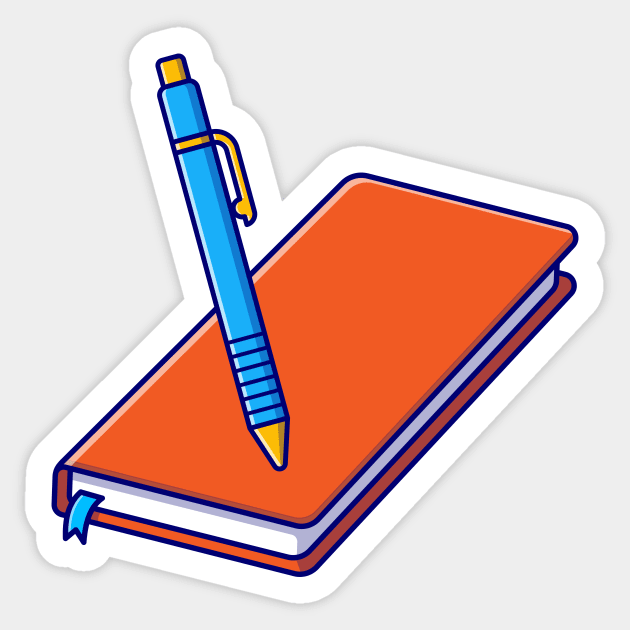 Stationery with Ruler, Pencil, Pen and Book Cartoon Vector Icon  Illustration (2) - Stationery - Sticker