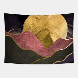 Gold landscape with moon #3 Tapestry