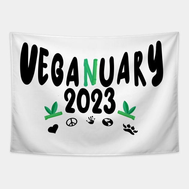 Veganuary 2023 Vegan Challenge Veganism Tapestry by TOMOBIRI