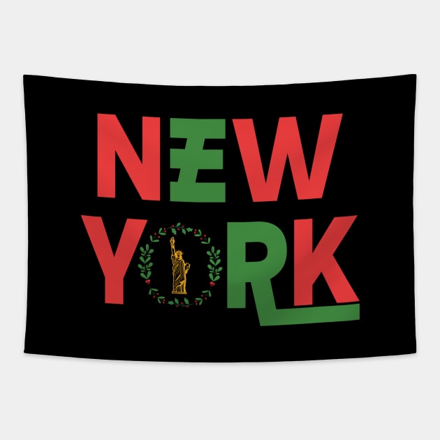 New York - Christmas Statue of Liberty Tapestry by mstory