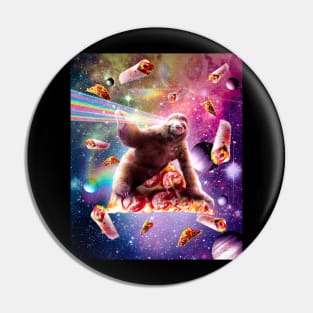 Space Pizza Sloth - Rainbow Laser Pin