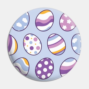 Egg Pattern | Purple Orange | Stripes Clouds Flowers Dots | Light Pin