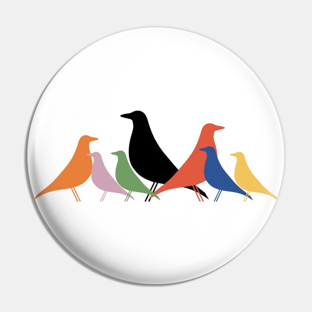 Le Corbusier inspired Eames bird Colourful gathering Pin by SLGA Designs