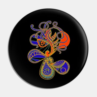 Abstract Peace Flower (Orange) Pin