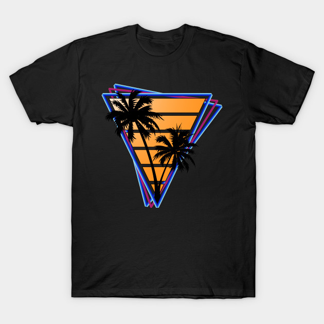 Retrowave style palm tree sunset Orange - Chillwave - T-Shirt | TeePublic