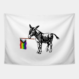 Progressive Pride Inclusive Flag Democratic Donkey Tapestry