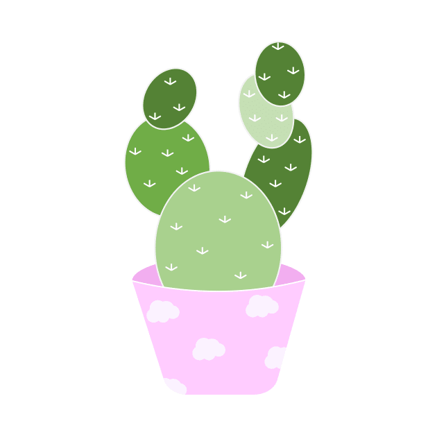 Cute green cactus in a pink pot by Aoxydesign