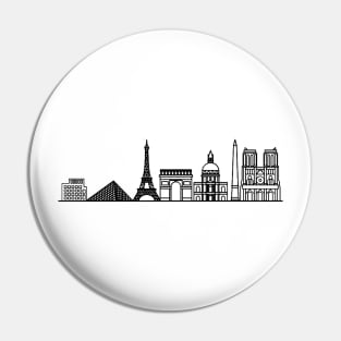 Paris Skyline in black with details Pin