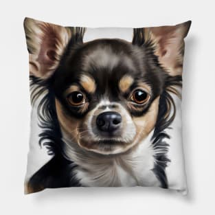 Black White and Tan Chihuahua Portrait Pillow