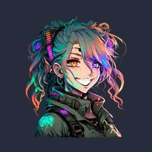 Cyberpunk Girl Smile T-Shirt