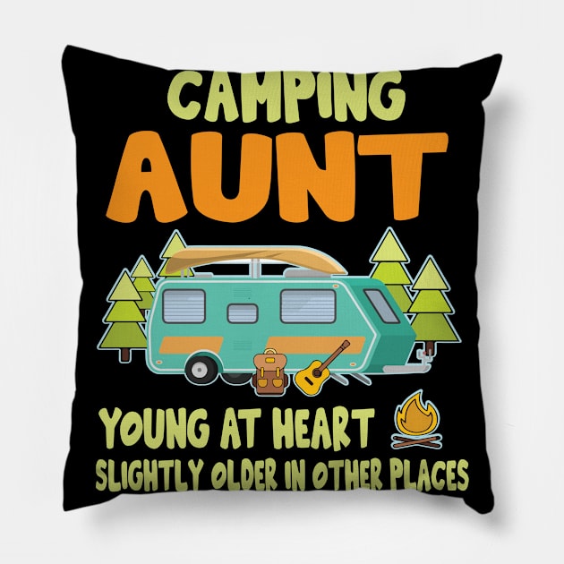 Camping Aunt Young At Heart Slightly Older In Other Places Happy Camper Summer Christmas In July Pillow by Cowan79