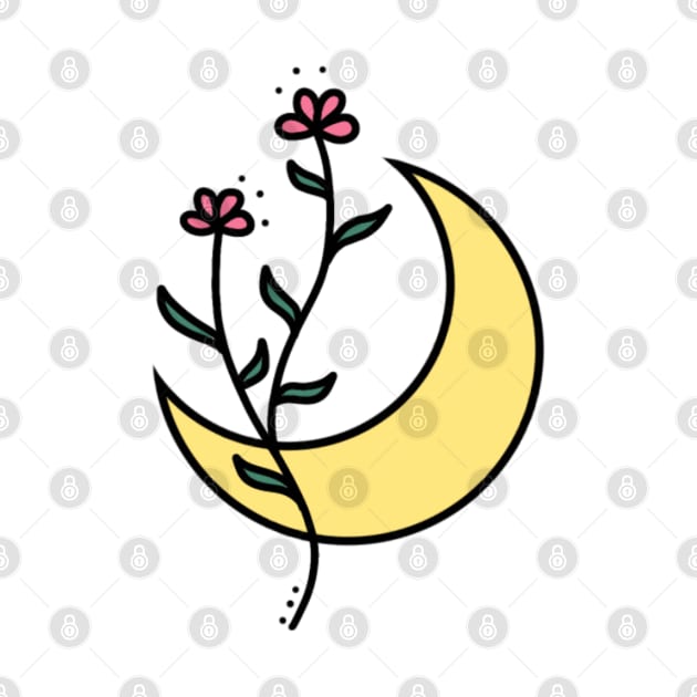 Moon and Flowers | Artwork by Julia Healy by juliahealydesign