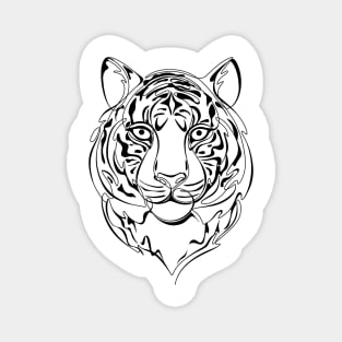 Continuous Line Tiger Portrait. 2022 New Year Symbol by Chinese Horoscope Magnet