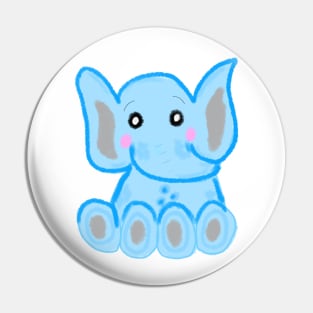 Blue pastel watercolor baby elephant Pin