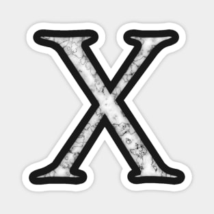 X in Roman White Marble Latin Alphabet Letter Sticker Magnet