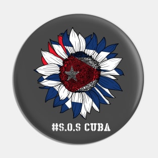 Sunflower SOS Cuba Cuba Flag, Cuban Fist, Free Cuba Libre Pin