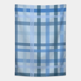 Blue Seasonal Winter Plaid Pattern Tapestry