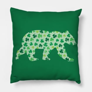 Clover Bear for St Patrick's Day Green Vintage Lucky | BearlyBrand Pillow