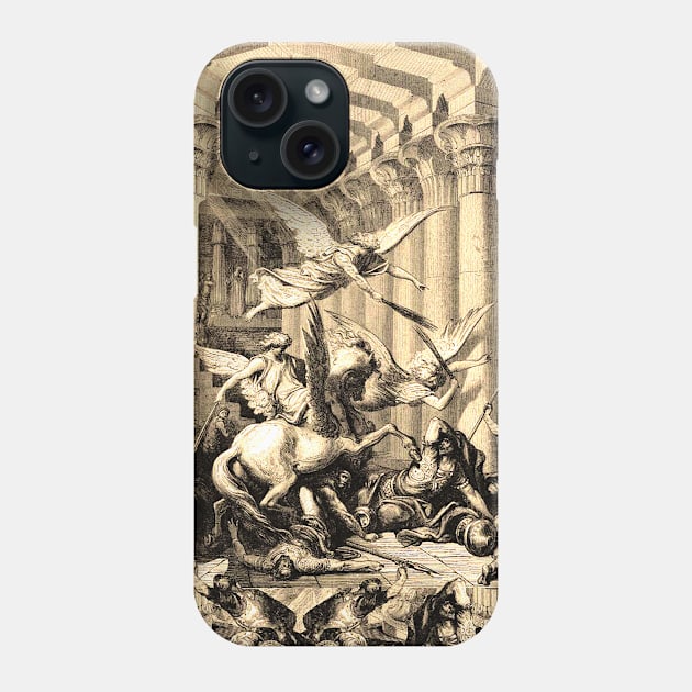 Warrior angels with swords attack soldiers of Rome in the temple Phone Case by Marccelus