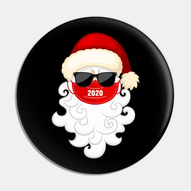 Santa With Face Mask and Black Glass Christmas 2020 Pin by Xpert Apparel