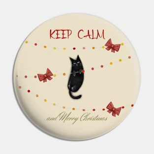 Merry Christmas - Black cats with Santa hat. Pin