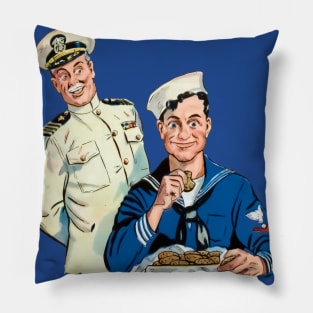 Funny Marine Eating Cookies Military Uniform Retro Comic Old Vintage Cartoon Pillow
