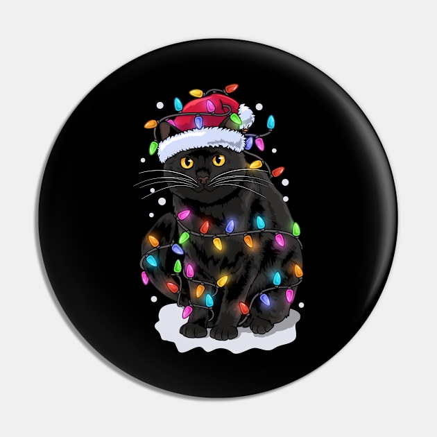 Cat Christmas Santa Hat Christmas Light Pin by KAWAIITEE