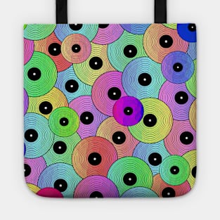 Color Retro Vinyl Albums Collage Tote