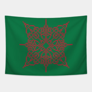 Pixel Red Holiday Snowflake (Style 2) Tapestry