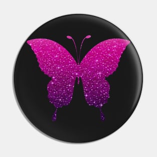 Magenta and Purple Ombre Faux Glitter Butterfly Pin