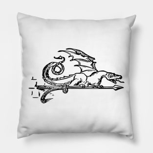 Green Dragon Tavern Sign, Black, Transparent Background Pillow