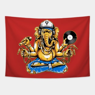 ganesha with musical instruments Tapestry