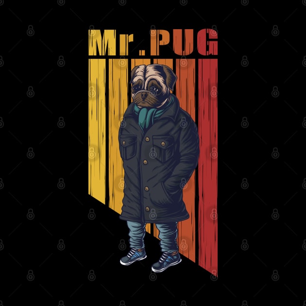 Mr. pug dog illustration by Mako Design 